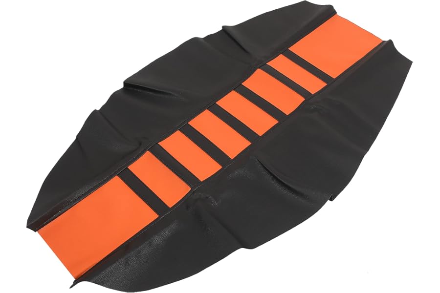 Motoforti Universal Motorcycle Dirt Bike Faux Leather Seat Cover Orange Black