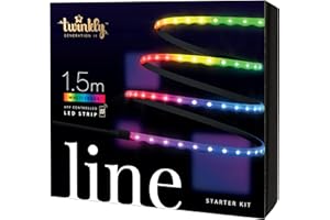 Twinkly Line Starter Kit - Striscia luminosa a LED RGB, autoadesiva + magnetica - Decorazione per interni controllata da app - Nero, 1,5 m