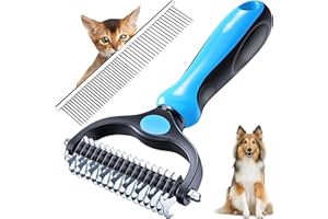 BELSVOR Cepillo para Mascotas 17+9 Dientes, Rastrillo para Perros y Gatos, Peine para Pelo Largo y Eliminación de Nudos