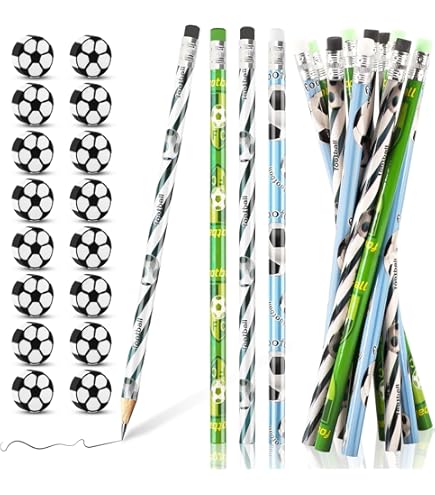 12 Crayons à Papier Avec Gomme - Design Football | 19 Cm, Parfait Anniversaire, Kermesse, Cadeaux Enfants | Lot Économique & Ludique