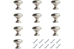 HARMAC HOUSE Round Cabinet Knobs 10 Pack Brushed Nickel Pull Handles, 1.18 Inch/30mm Diameter,Kitchen Cupboard, Bedroom Dresser, Bathroom Wardrobe Door Handle Mushroom Handles Knobs