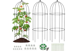 SUNYRISY 3 Stück Metall Tomaten Rankhilfe, 80 x 40 cm Garten Obelisk Groß Rankgitter Käfige für Kletterpflanzen wie Blumen, Tomaten, Rosen, Metall Gartenbogen Dekoration Schwarz