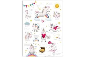 Naturforscher Rüsselfuchs Einhorn Affirmationsposter für Mädchen - Poster DIN A3 - Achtsamkeit für Kinder - Dekoration Kinderzimmer Einhörner - Schulkind (Grundschule) und Kindergarten - Kita