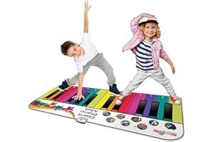 RAINBOW COLOURS Kids Giant Floor Piano Mat (6ft), Premium Musical Piano Mat Kids Toys with 24 Keys, 10 Built in Songs, Instrument Sounds, Record & Playback, Song Booklet, Perfect for Children Early Development