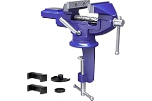VONLUX Table Vice Clamp 80mm, 360° Swivel Base Bench Vise Clamp, Portable Home Vise for Woodworking/Drilling/Metalworking
