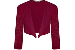 LOTMART Fille Long Manche Dentelle Ouvert Avant Boléro Enfants Veste Cardigan Haut