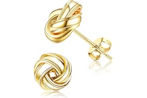 JeweBella Złote kolczyki damskie i dziewczęce pozłacane 14-karatowym złotem, srebro próby 925, słupki, kolczyki z węzłem miłości, złoto/srebro