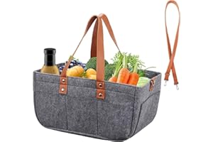 BLYEMICHDI Borse in Feltro Con Manico Lungo-Borsa in Feltro Shopper, Pieghevole Sacchetti in feltro, 38x23x18CM, Borsa Della Spesa per Giocattoli, Shopping, Uscite, Borse Riutilizzabili per la Spesa per Picnic