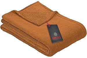 Ibena Kuscheldecke Olbia 130x180 cm - flauschig, warm & waschbar, Fleecedecke Cognac einfarbig