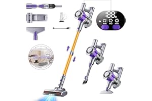 EUARY Cordless Vacuum Cleaner, 450W 40Kpa Powerful Stick Vacuum Cleaner, Up to 50Mins Rechargeable Battery, Vacuum Cleaners for Home Anti-Tangled Lightweight Handheld for Hardwood Floor, Carpets, Pet Hair