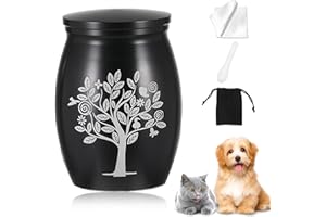 UICCVOKK Tierurne Für Hund, Urne Mini-Baum des Lebens Wasserdicht FeuerbestattungsbehäLter Extra Kleiner Aschehalter Andenken Geschenk Gedenk Aschehalter Für Menschliche Tierurne Asche, Schwarz