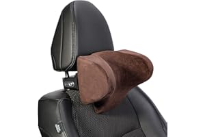 Rokehr Car Seat Neck Pillow Adjustable Memory Foam Support Headrest, Ergonomic Design Breathable Soft Comfortable Driver Passenger -Brown