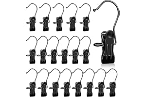 YICELERATE 20Pcs,Portable Laundry Hooks,Boot Hooks,Hanger Clips,Laundry Clips,Clip Hangers,Hangers With Clips,Coat Hanger Storage,Stainless Steel Clothes Pegs,Clothes Clips,Hanging Clips,Clips With Hooks