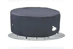 F&J Outdoors Protective Cover for Garden Tables, Robust, Waterproof, Snow Protection, UV-Resistant Tarpaulin for Patio Table, Weatherproof in Summer and Winter, Round, 157.5 x 70 cm, Grey