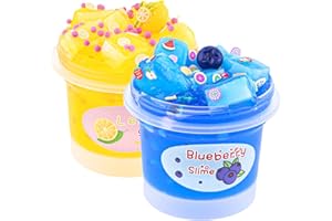 LAWOHO Lot de 2 Slime Transparent, 200 ML Jelly Cube Glimmer Croquant Slime, Cadeau de fête pour Enfants, Cadeau d'anniversaire Pâques Noël Nouvel an pour Filles et garçons de 6 7 8 9 10 Ans et Plus 918