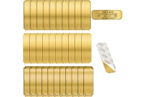 Mässing Tomma Namnskyltar, 30St 3 "X 1" Borstade Mässing Namnskyltar Guldkort Personlig Logotyp Lasermärkning Metall Konstetikett, För Konstverk, Gåvor (lim på baksidan)