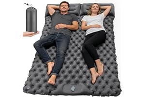 PQETBV Matelas de Camping, Tapis de Lit Double Auto-Gonflable avec Oreiller et Pompe à Pied intégrée Matelas de Camping Gonflable Portable et Compact pour Tente Trekking Plage