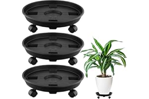 QWORK® 3 Piezas Soportes para Macetas Plástico, 30cm Soporte para Plantas con Ruedas Universales, Soporte Macetas Exterior, para Interiores y Exteriores