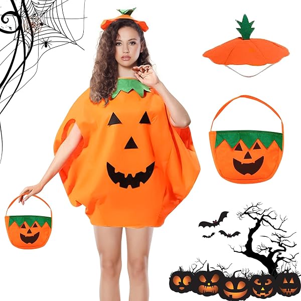 Cappello Zucca Peluche Per Halloween - Costume Cosplay Adulto, Arancione, Accessorio Da Festa