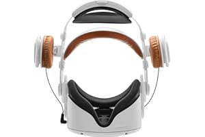 GLOBULAR CLUSTER Sangle de tête audio de qualité supérieure pour Quest 2 de rechange pour bracelet en métal/Oculus Elite Strap - Expérience audio améliorée, confort et commodité (version 2022 marron)