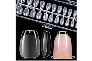 Gelike ec XS Coffin Short Nail Tips Set 240 Pieces Soft Gel Full Cover Nail Tips False Nails Short 12 Sizes Artificial Nails for Gluing PMMA Pre-Buffed Gel Nail Tips for Nail Art XS Short Coffin
