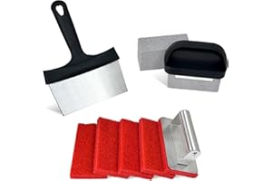 KOOLSTUFFS Black-stone Deep Cleaning Kit - 10 PCS Heavy Flat Top Grill & Griddle Cleaner Tool Set includes 2 Handles, 1 Scraper, 2 Stones, and 5 Brushes