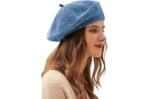 Wantonfy Gorro de Boina para Mujer, Estilo francés, Gorro de Invierno con Forro de Lana cálida