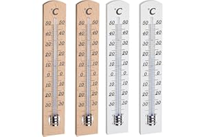 TFA Dostmann Thermometer-Set aus Holz, Buche, 95.1031, zur Innentemperatur Messung Braun (L) 31 x (B) 16 x (H) 180 mm