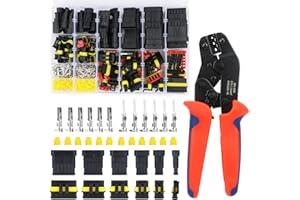 VEUWOLM 708 Pezzi Kit Connettore Elettrico Impermeabile, Connettori Elettrici Impermeabili, con Pinza Crimpatrice, Connettore per Terminali Elettrici Plug per Auto, Camion and Moto, 1/2/3/4/5/6 Pin