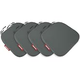 Xpermate 4'l&uuml; Sandalye Minderi Seti Oval 42x42x5 cm Standart Fit, Fermuarlı Yıkanabilir Kılıf, Bağcıklı Kaymaz, Leke Tutmaz O