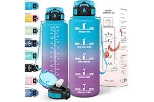 Motswedi Borraccia 1,5 litri, a Prova di Perdite, Borraccia Palestra, senza BPA, Borracce con Cannuccia, Con 2 Tappi, Bottiglia Acqua, Borracce 1 litro, Per Scuola, Ufficio, Sport, Blu Viola
