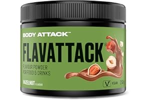 BODY ATTACK SPORTS NUTRITION Body Attack FlavTASTIC® Hazelnut 250 g / 83 portions - Poudre aromatique pour préparer des boissons chaudes ou froides et cuisiner, végane, sans huile de palme ni aspartame, Made in Germany