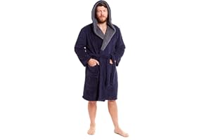 Toro Rocco Dressing Gown Mens Fleece Gowns Hooded Bath Robe Black Grey Robes Bathrobe for Men
