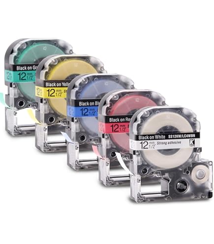 Ruban D'étiquette 12 Mm Compatible LW-300, LW-400, LW-600P - Noir Sur Blanc, Lot De 5 Ou 10