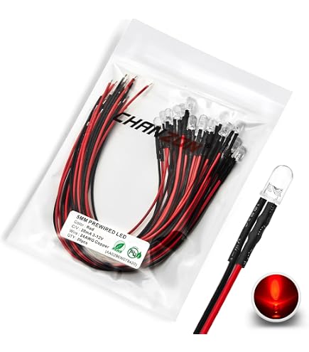 Lumonic - Pack De 10 LEDs Super Lumineuses 5V | Rouge Haute Puissance | Avec Résistance Intégrée & Câbles