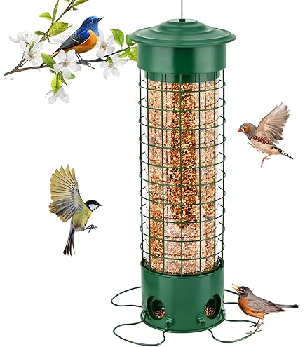 Mangiatoia Per Uccelli A Prova Di Scoiattoli Diealles - 2,2L, 4 Punti Di Alimentazione | Metallica E Trasparente