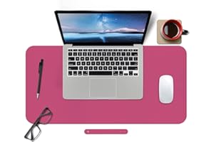 BOUTILON Leder-Schreibtischunterlage,wasserdichte Schreibtischunterlage für Schreibtisch, Schreibtischunterlage für Tastatur und Maus, Leder-Mauspad-Schutz für Büro und Zuhause, 60 * 35cm (S Rose Pink)