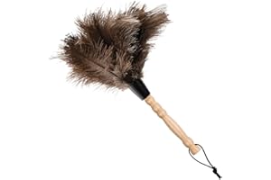NASEOM Staubwedel Straußenfeder Ostrich Feather Duster mit Holzgriff Antistatisch Natur Straußenfedern Staubwischer, für Zimmer, Wohnzimmer, Bücherrega, 12.6" (32cm)