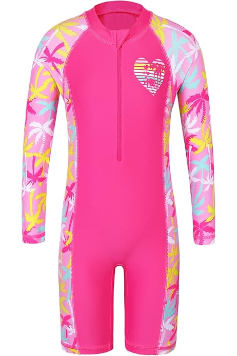 Doomiva Tankini Floral Fille - Maillot 2 Pièces Anti-UV Manches Longues - Protection UPF 50+ Pour Natation
