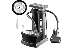 YIHUIKO Bike Pump,Double Barrel Floor Pumps with Pressure Gauge Portable Bicycle Pump Bicycle Tire Pump Lightweight Road Bike Floor Air 120 PSI Mini Bicycle Pump for Road Mountain Bikes,Balls,Toys and MTB