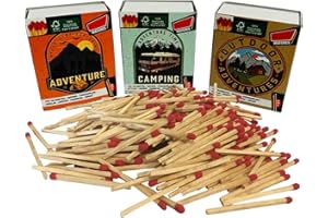 GENERICO Fiammiferi in Legno Confezione da 300 Fiammiferi Lunghi 5,5 cm Confezione 3 scatole da 100 pezzi Fiammiferi per Caminetto Accendifuoco Stufa Barbeque Fiammiferi Barbecue BBQ Camino confezione Famiglia