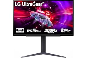 LG UltraGear 27GS75Q Monitor Gaming 27" IPS QHD (2560x1440), 200Hz (OC), 1ms (GtG), G-Sync Compatible, AMD FreeSync, HDR10, HDMI 2.0, DisplayPort 1.4, Flicker Safe, Nero