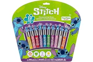 Stitch 10 Piece Plant Based Lip Gloss, Girls Party Favours, First Makeup Set for Girl, Perfect for Parties, Sleepovers and Birthday Gifts, Ages 3+, by Townley Girl