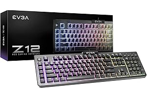 EVGA Tastiera da gioco Z12 RGB, LED retroilluminato RGB, 5 tasti macro programmabili, tasti multimediali dedicati, resistente all'acqua, layout US 834-W0-12US-KR