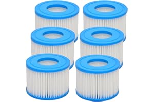 Nephelolux Hot Tub Type VI Filter, Replacement Pool Filter Cartridges Accessories for Best-way, Lay-Z-Spa, Swimming Pool, Coleman SaluSpa, Palm Springs (6 Filters)