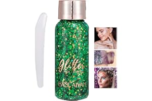AONAT Body Glitter gel,Fasching Makeup Glitzer,Long-Lasting Glitter Sequins Chunky Powder Gel,Glitzer Flüssiger Lidschatten,für Weihnachten Festival Masquerade Makeup(Grün)