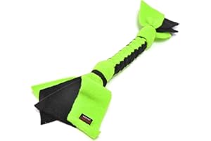 DogDirect London, DOG TUG TOY Tugger Tug Chase Rope SMALL: 45cm/17in, LARGE: 75cm/29in, Soft plaited Flexible FLEECE DOG TOYS Ideal FOR TRAINING, PUPPY PLAY, HAND MADE (Small, Black-green) KS1