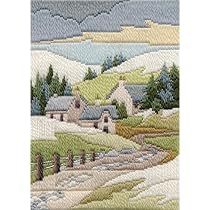 Kit De Manualidades De Punto De Cruz - Diseño Invierno, 29x13 Cm, Incluye Hilos Y Aguja. Perfecto Para Principiantes