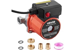 VEVOR Pompe de recirculation d'eau chaude, 38 L/min, système de pompe de circulation instantanée, 3 vitesses, 100 W, CA 220-240 V, adaptateur G3/4 vers G1/2, tête en acier inoxydable, pour chauffe-eau