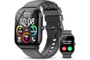 CASCHO Smartwatch Damen Herren, 1.85" HD Smart Watch, 115+ Modi, Fitness Tracker mit Bluetooth Telefonie, IP68 Wasserdicht Schrittzähler Uhr mit bis zu 30 Tage Standby für iOS und Android - Dunkelgrau